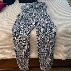 Blue and White Patterned Women's Pants
